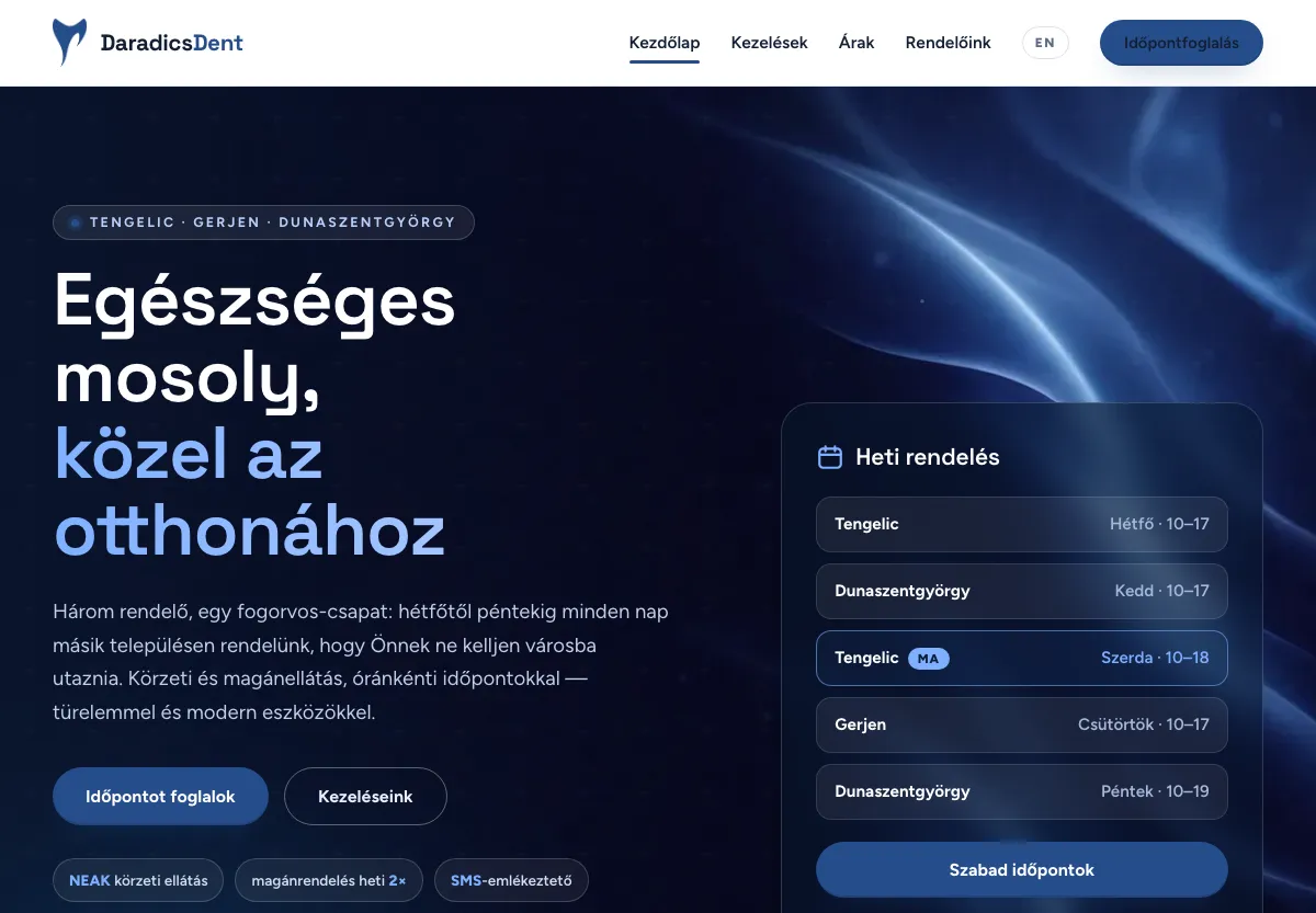 daradicsdent.hu weboldal