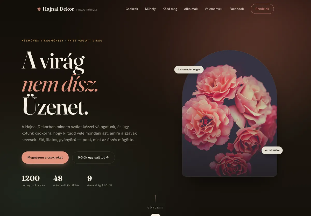 hajnaldekor.hu — virágdekor weboldal