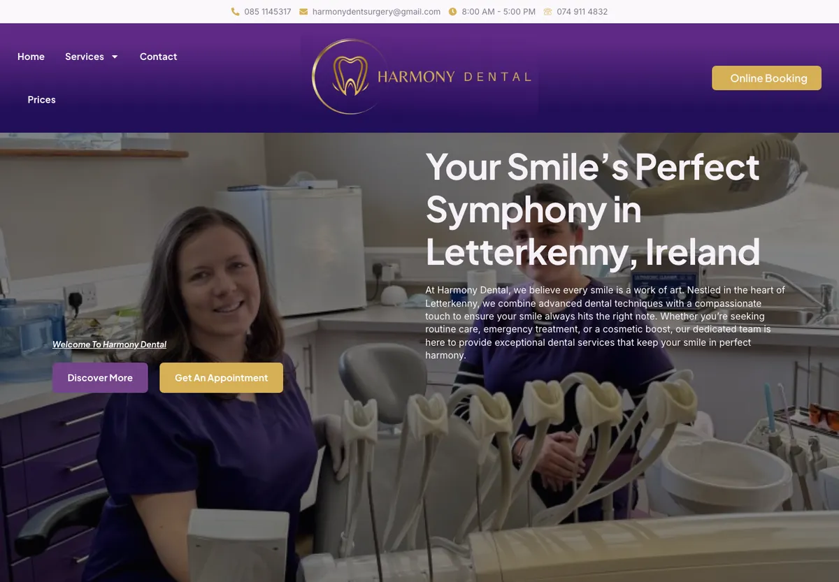 harmonydental.eu weboldal