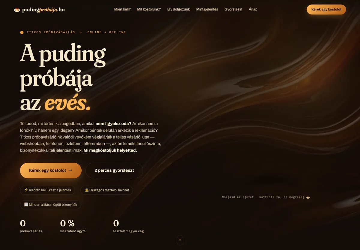 pudingprobaja.hu — mystery shopping weboldal